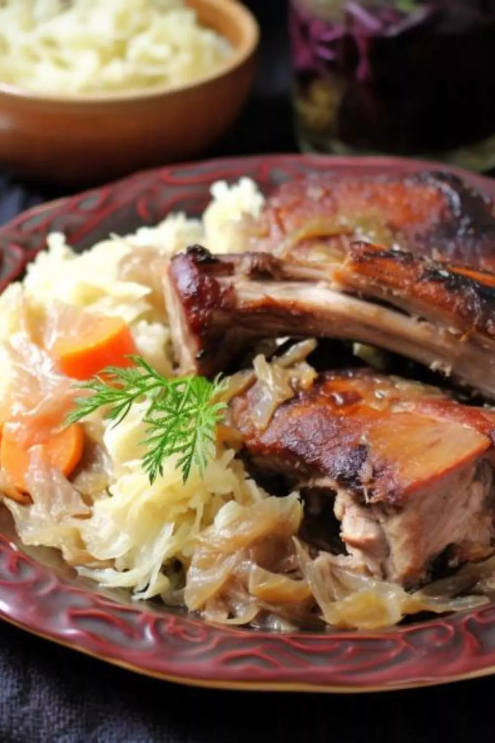 Traditional German Pork Ribs And Sauerkraut