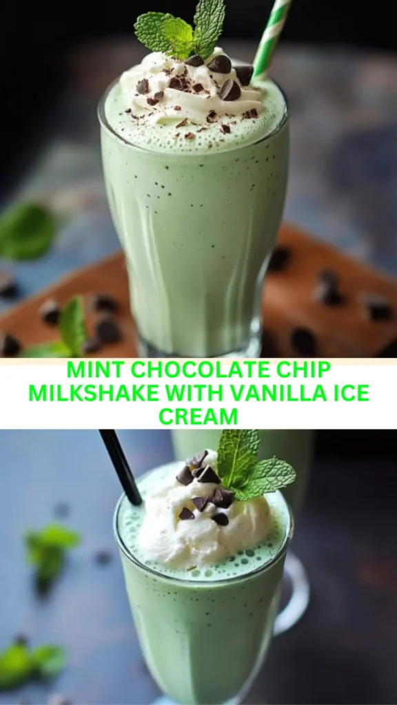 Best Mint chocolate chip milkshake with vanilla ice cream
