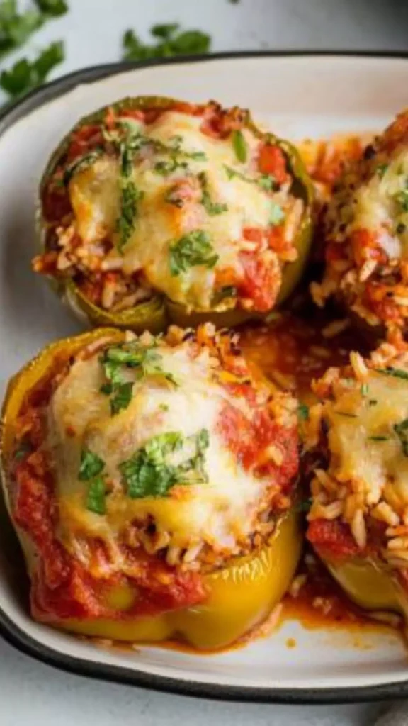 Easy Turkey Stuffed Peppers With Rice And Tomato Sauce
