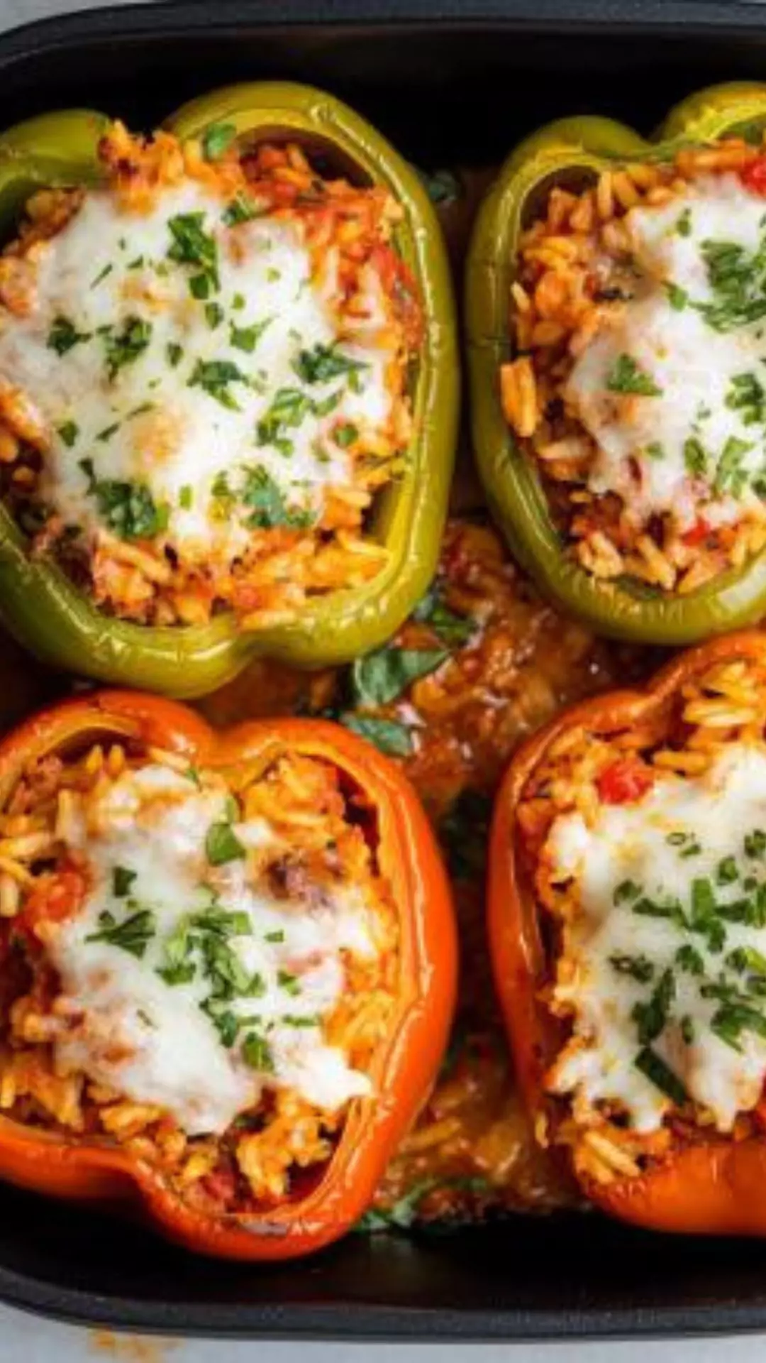 Turkey Stuffed Peppers With Rice And Tomato Sauce