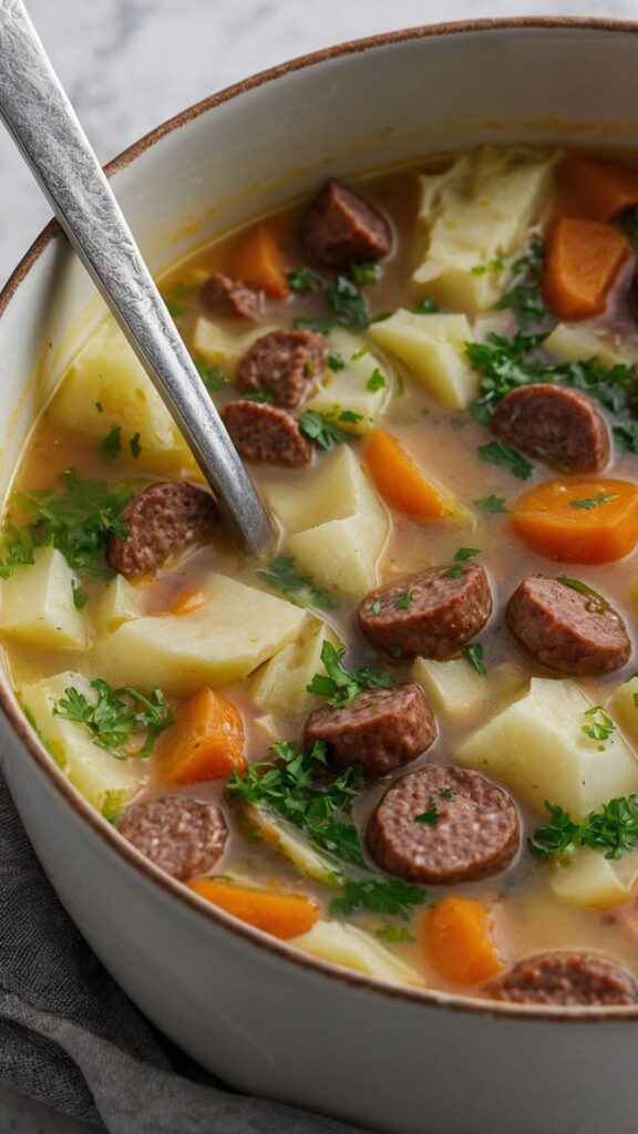 how to make cabbage sausage potato soup